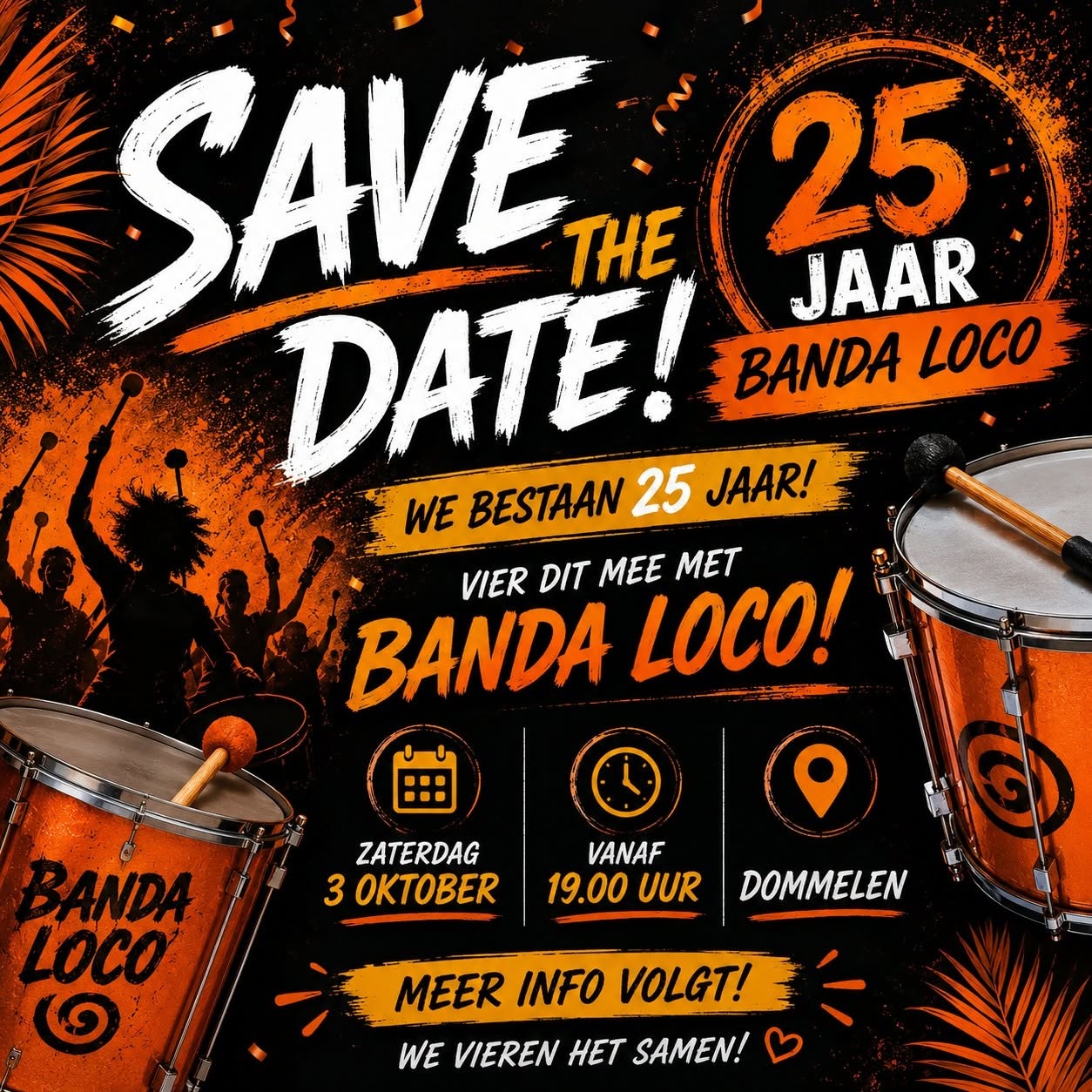 Save The Date; feestavond 3 oktober 2026